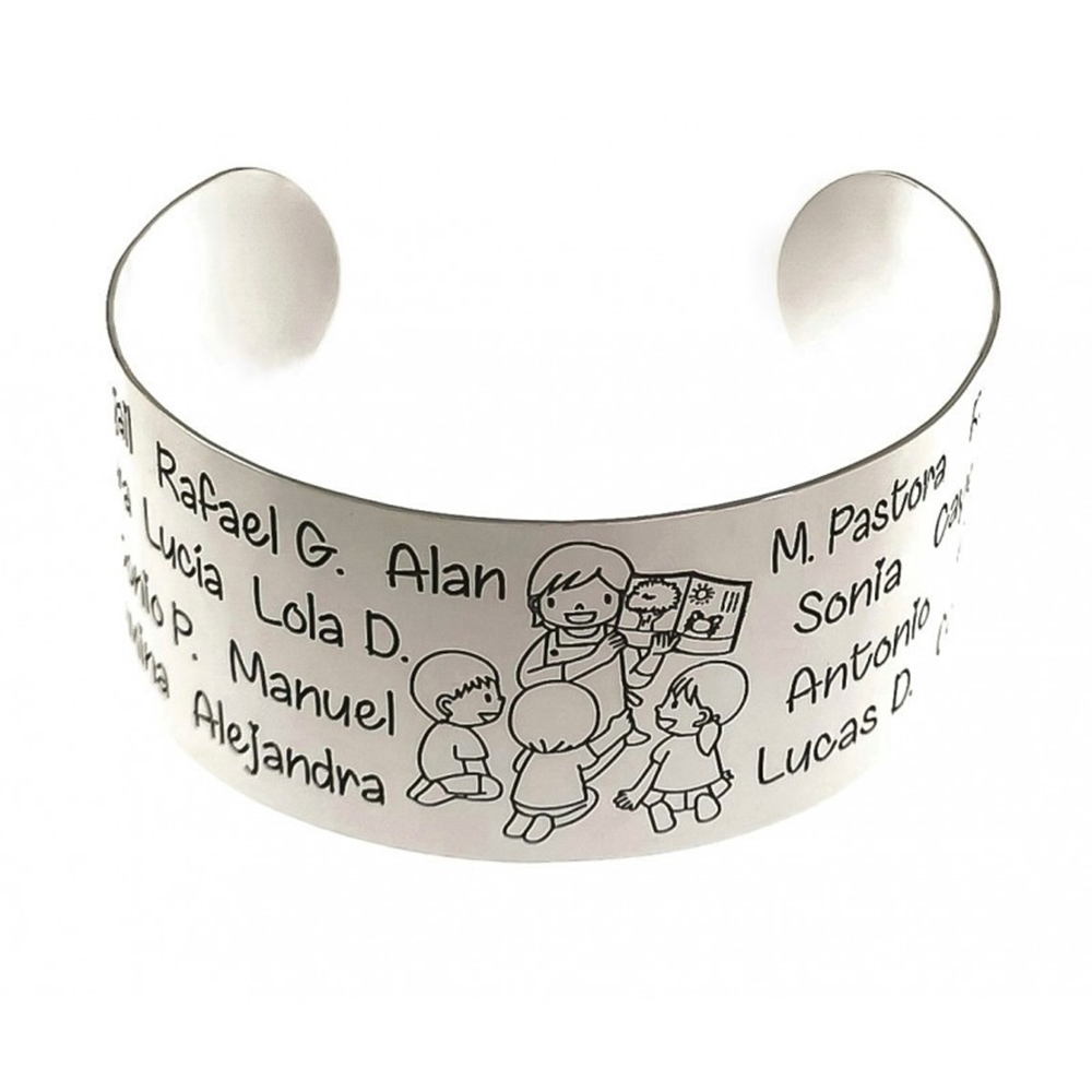 Brazalete de Plata de ley maestra personalizado con nombres