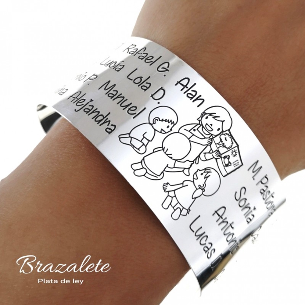 Brazalete de Plata de ley maestra personalizado con nombres 1