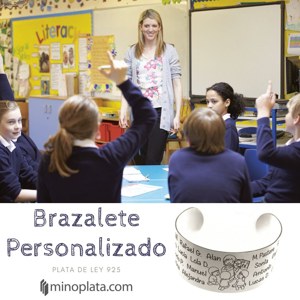 Brazalete de Plata de ley maestra personalizado con nombres 3