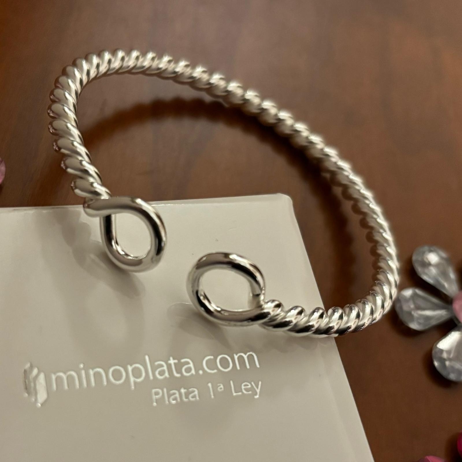 Pulsera tonisa reliada asas de Plata de ley para mujer 1