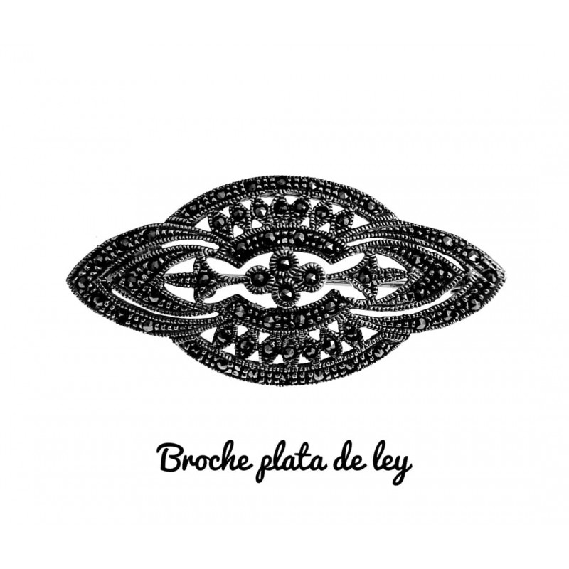 Broche en Plata de ley vieja con Marcasitas