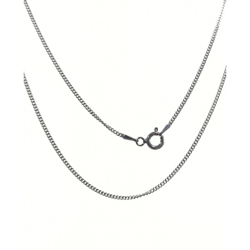 Cadena barbada fina en Plata de ley 45 Cm.