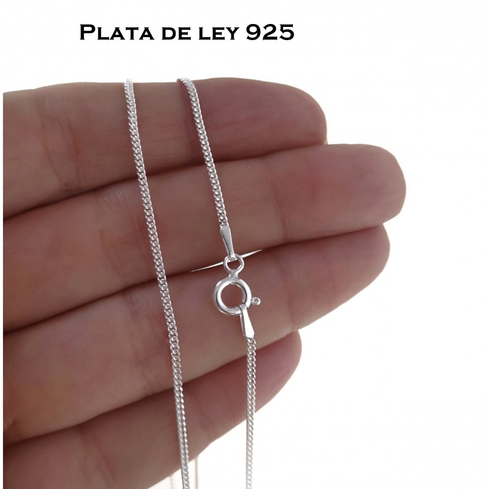 Cadena barbada fina en Plata de ley 45 Cm. 1