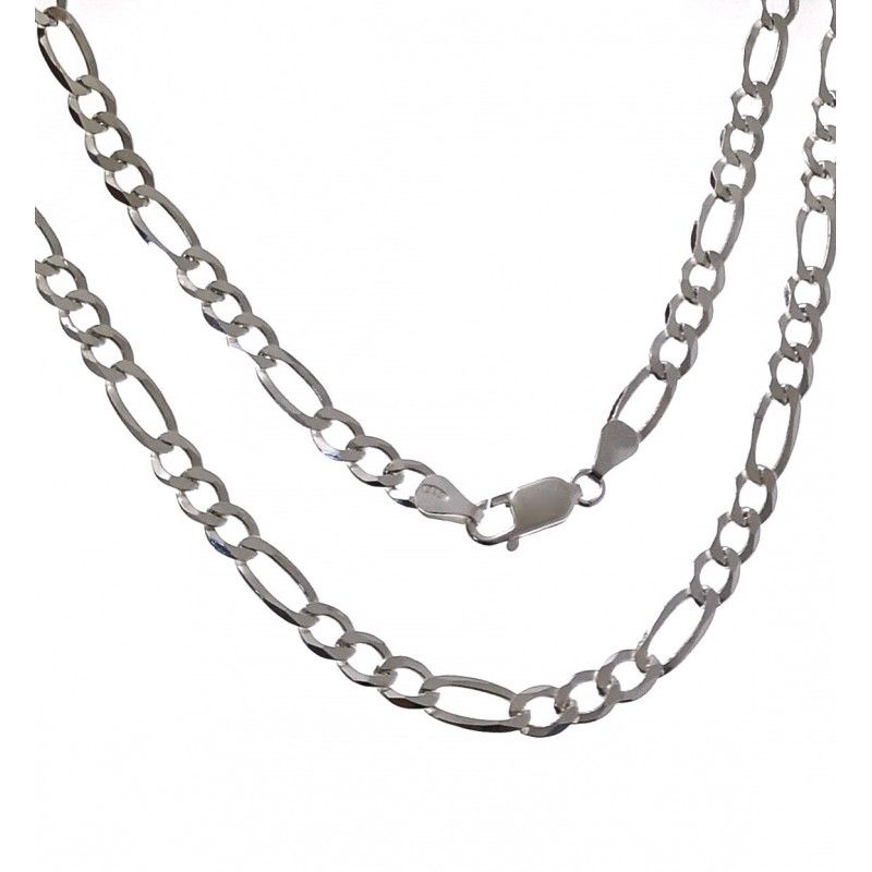 Cadena de Plata de ley alternada 3+1 50 Cm.