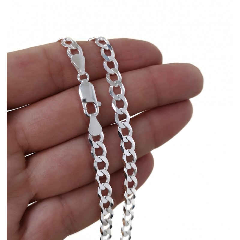 Cadena barbada de Plata de ley 50 cm 1