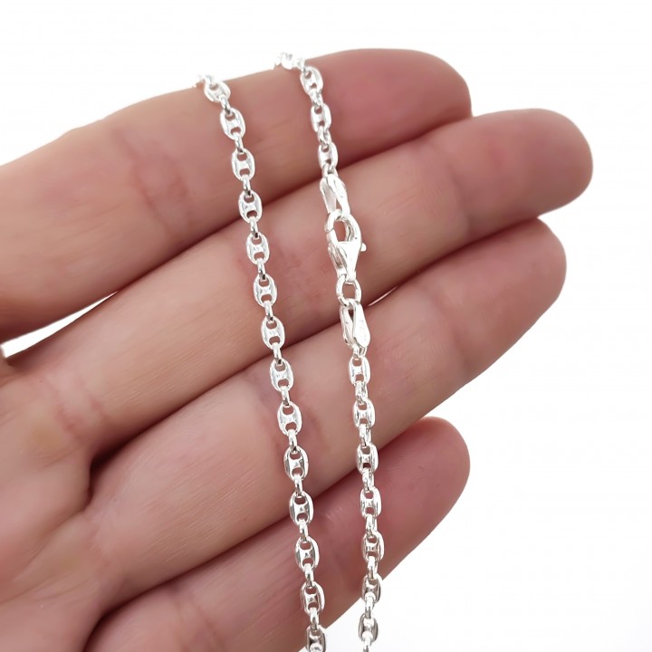 Cadena calabrote 3mm x 2mm de Plata de ley 50cm de longitud