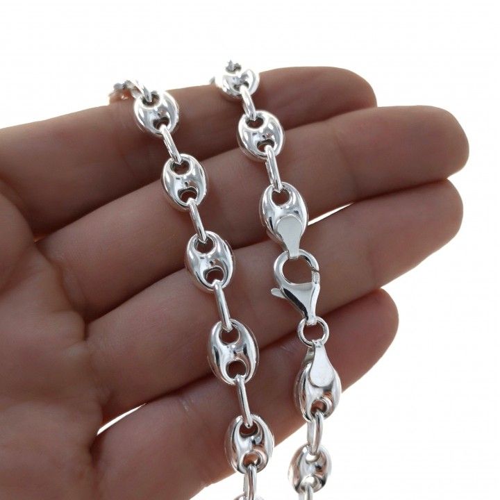 Cadena unisex eslabones calabrote 10mm x 7,5mm de Plata de ley 50cm