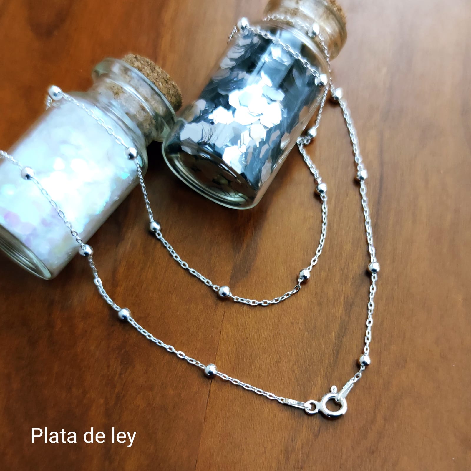 Gargantilla corta de Plata de primera ley y bolas - 45 cm largo 3