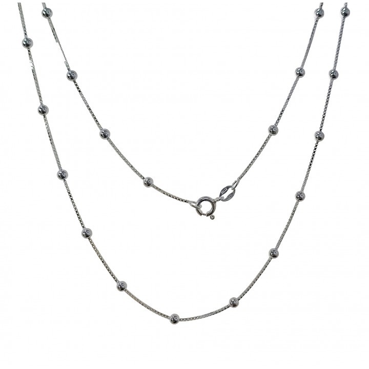 Cadena bolas combinada 50cm de Plata de ley 925
