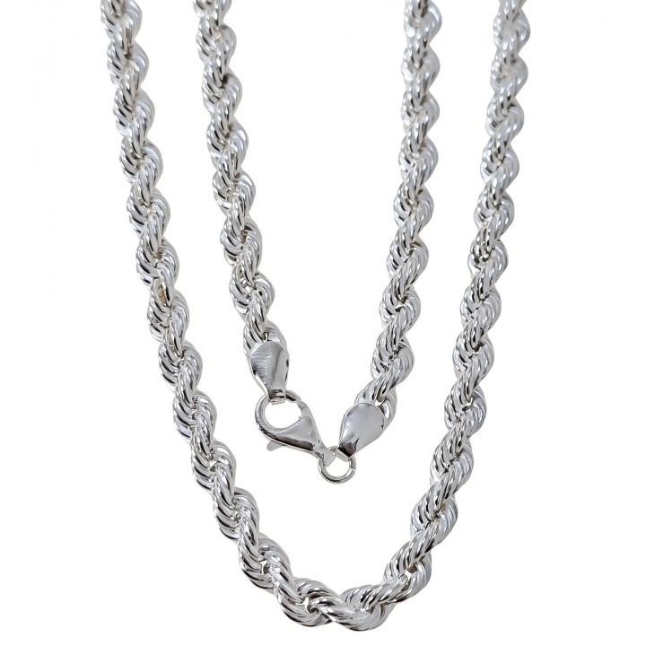 Cordón salomónico hueco 50cm 6mm grosor de Plata de ley 925