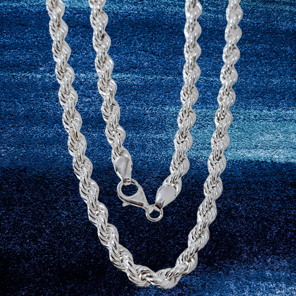 Cordón salomónico hueco 50cm 6mm grosor de Plata de ley 925 2