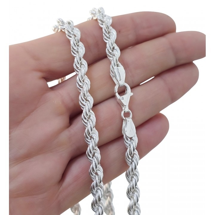 Cordón salomónico hueco 50cm 6mm grosor de Plata de ley 925 1