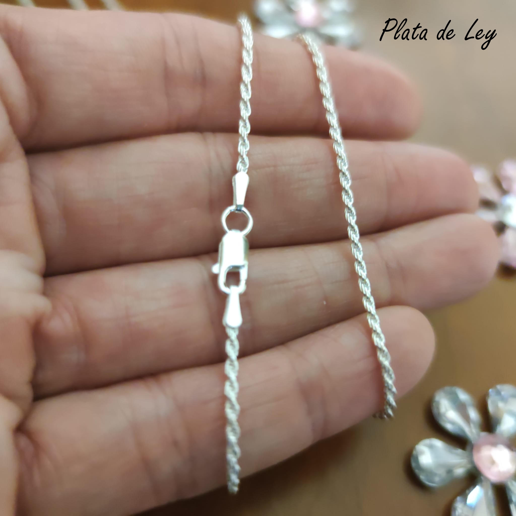 Cordon salomonico en Plata de ley Macizo 60 Cm. y 1,3 Mm. 2
