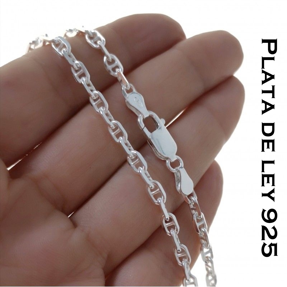 Cadena de Plata 70 Cm. eslabón marina forzada 1