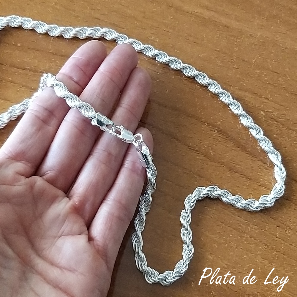 Cordón salomónico macizo de Plata de ley 60 Cm. 6 Mm. grosor 1