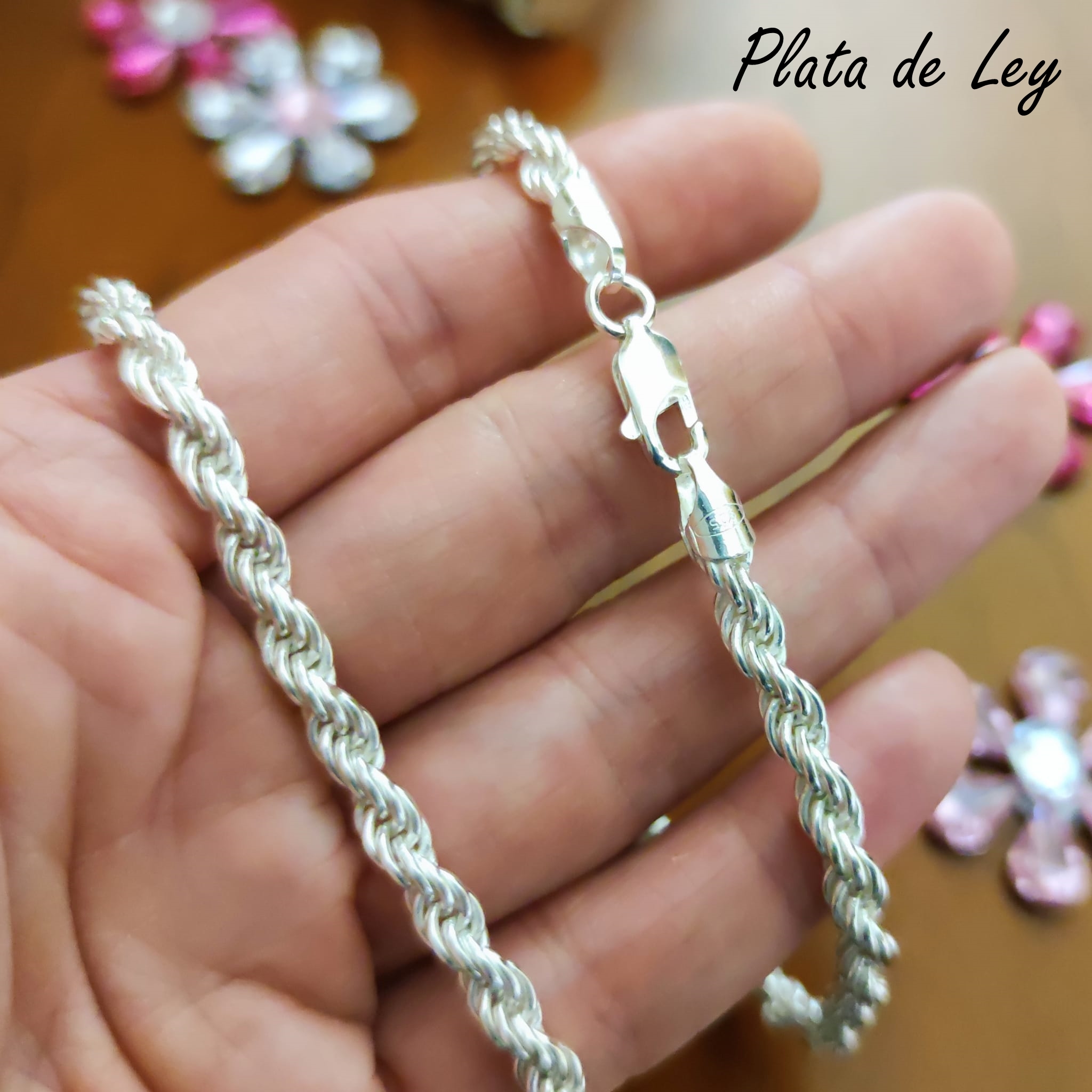 Cordón de Plata de ley salomónico macizo 50 Cm. y 5 Mm.grosor 3
