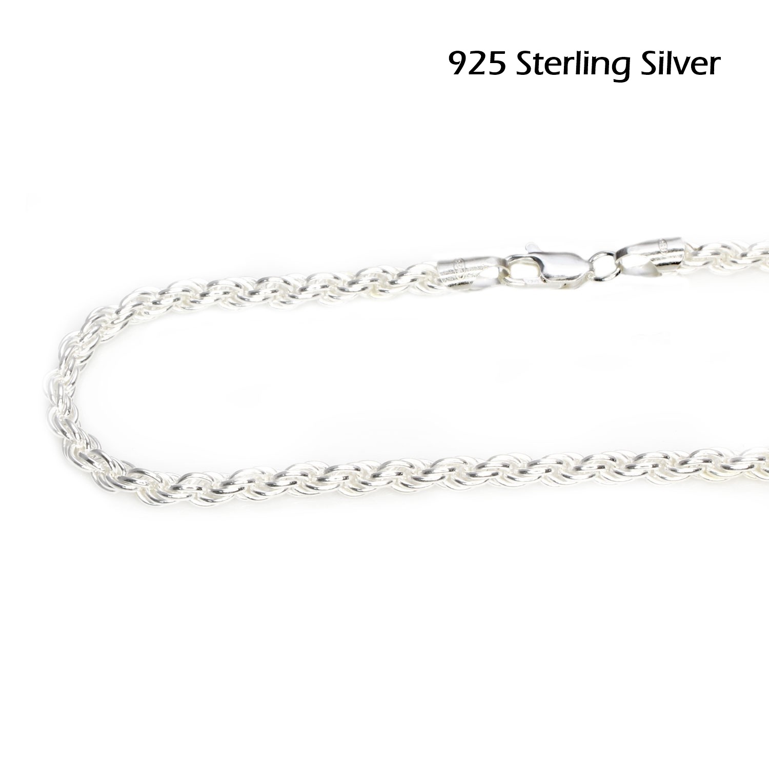 Cordón macizo de Plata de ley salomónico 50 Cm. y 4 Mm grosor 4