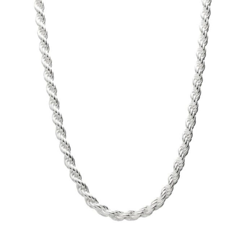 Cordón salomónico de Plata de ley maciza 4 Mm. grosor y 45 Cm.