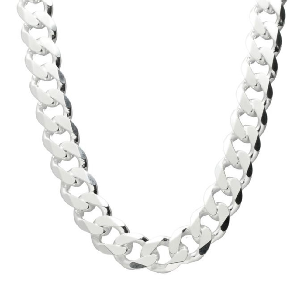 Cadena unisex eslabones barbados de Plata de ley 60 Cm.y 1 Cm