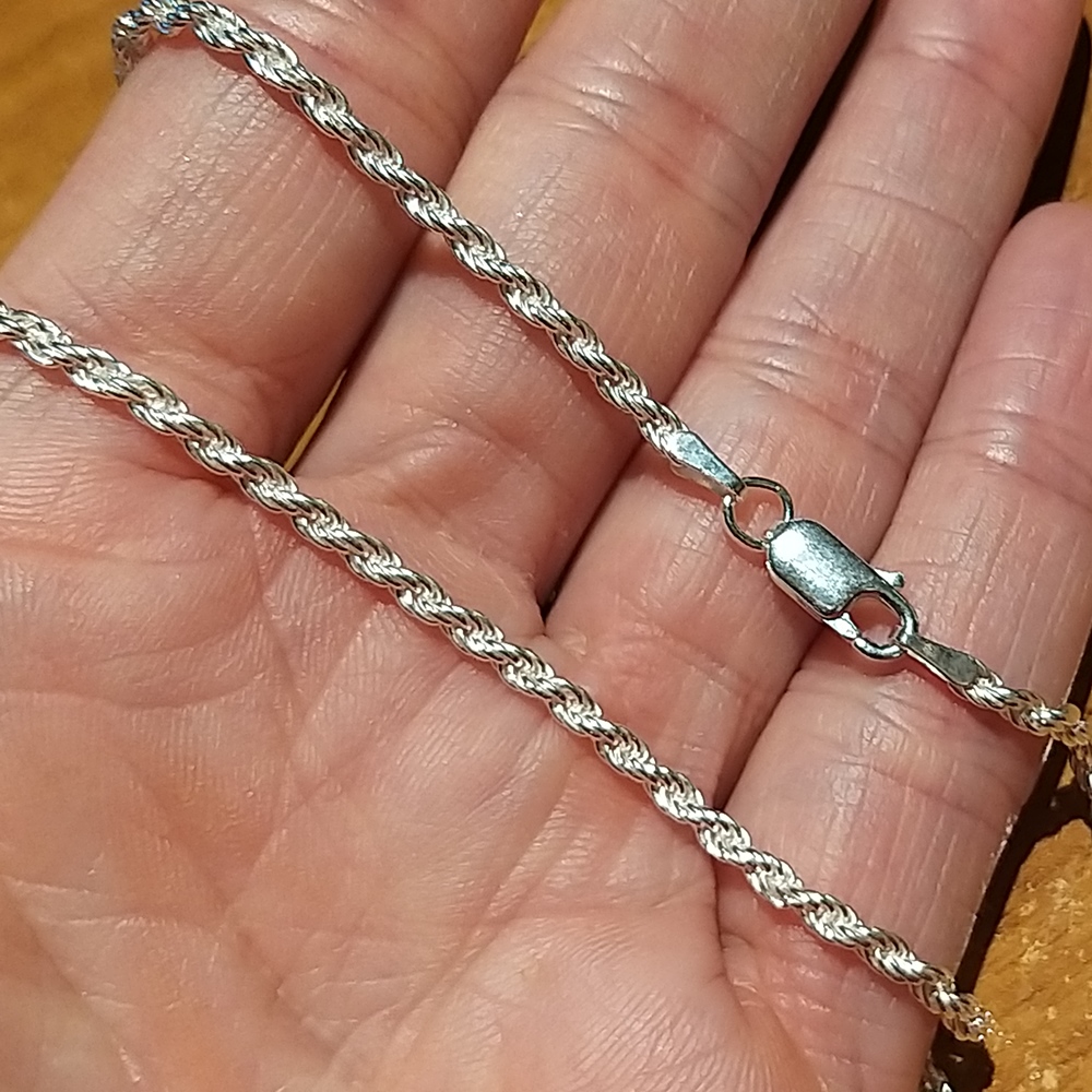 Cordon salomonico de Plata de ley Macizo de 60 Cm. y 1,8 Mm. 2