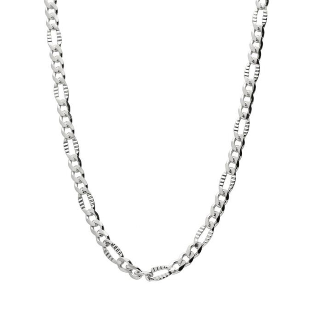 Cadena 3+1 unisex de Plata de ley rodiada 60cm