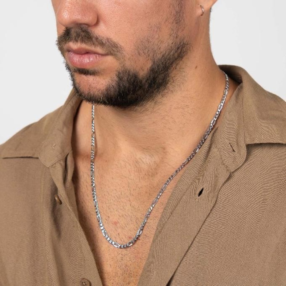 Cadena 3+1 unisex de Plata de ley rodiada 60cm 1