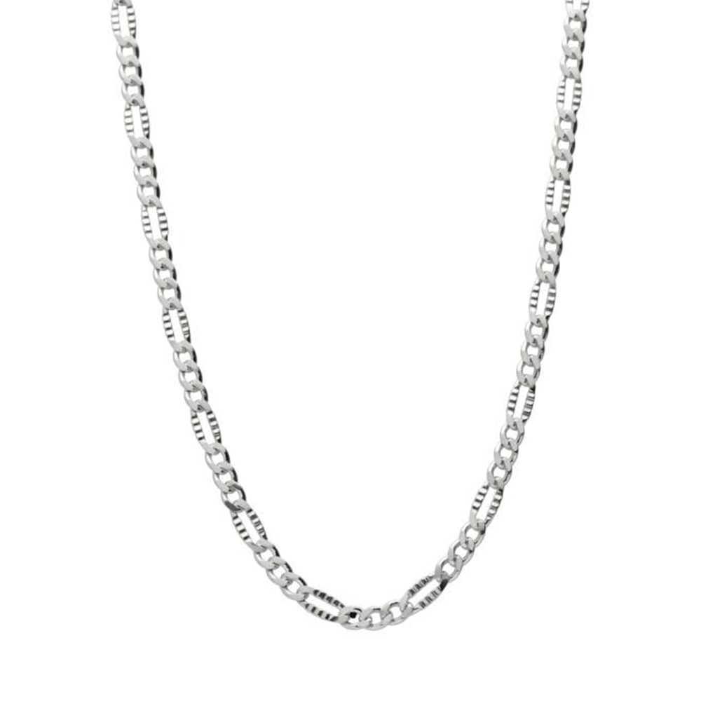 Cadena 3+1 tallada de Plata de ley rodiada 50cm