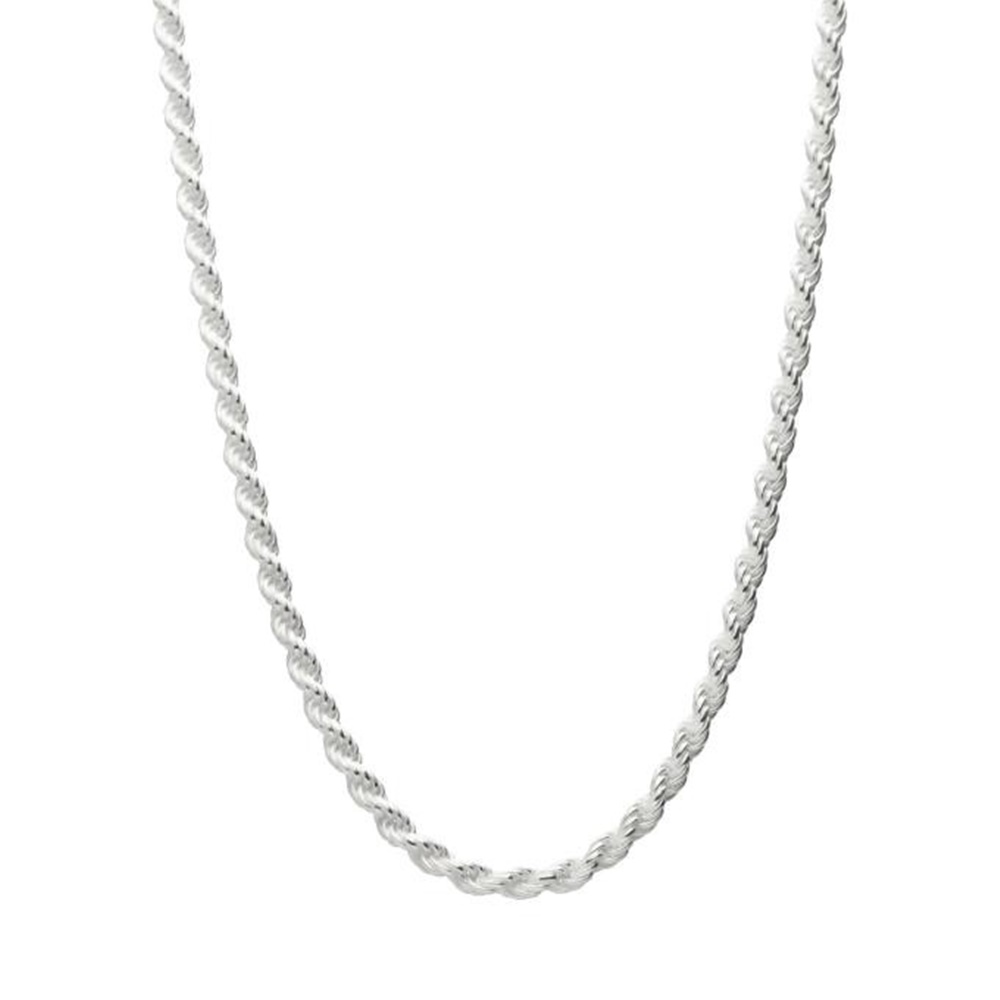 Cordón macizo salomónico de Plata de ley 50 cm y 3 mm