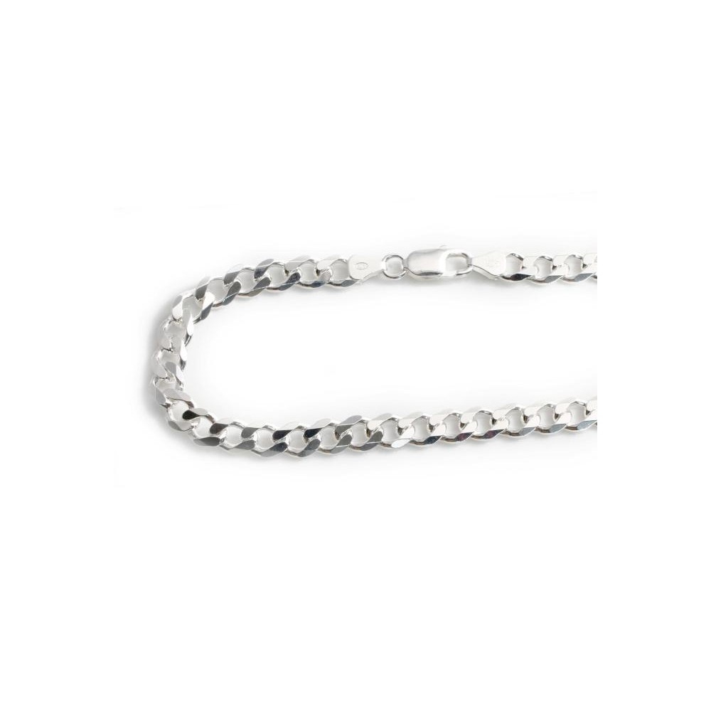 Cadena barbada de Plata de ley unisex 60 Cm. y 7 Mm. de ancha