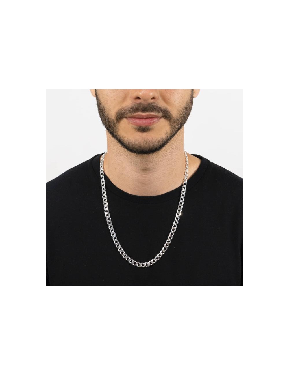 Cadena barbada de Plata de ley unisex 60 Cm. y 7 Mm. de ancha 1
