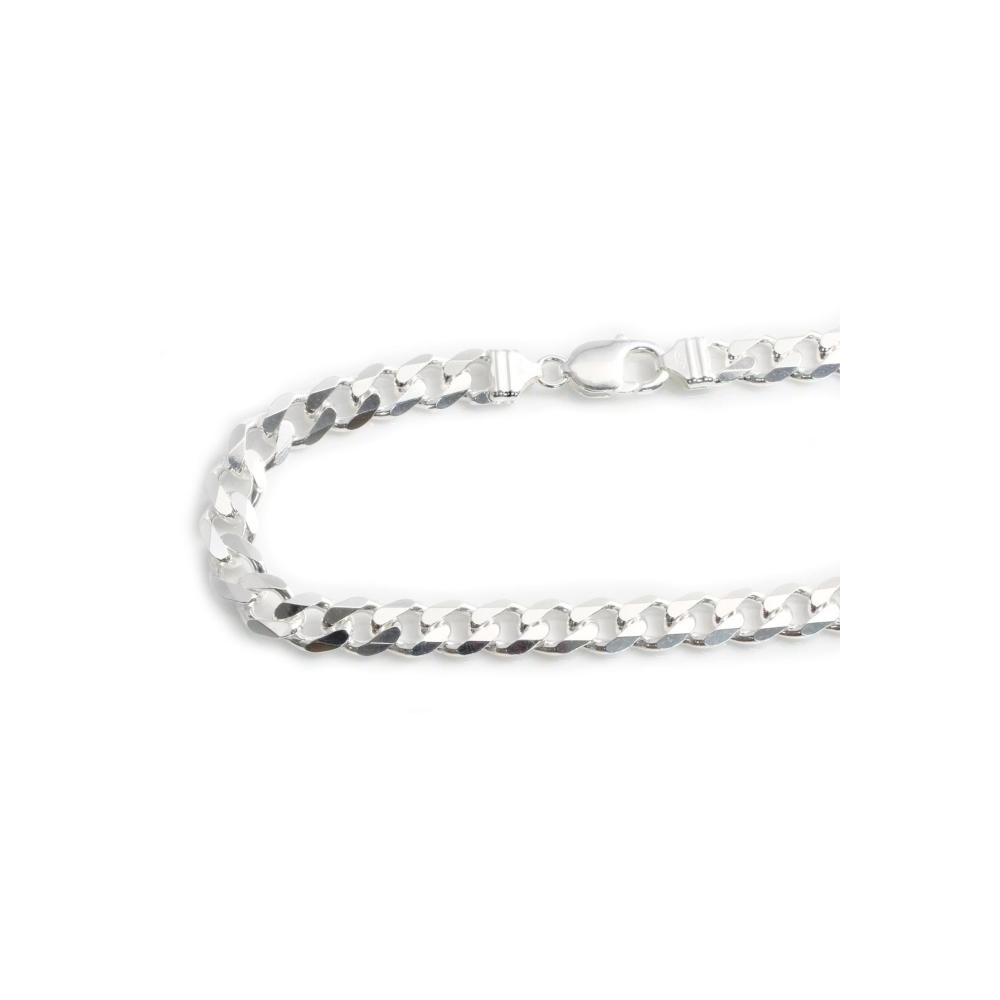Cadena eslabones barbados de Plata de ley 60Cm. y 9 Mm.ancha