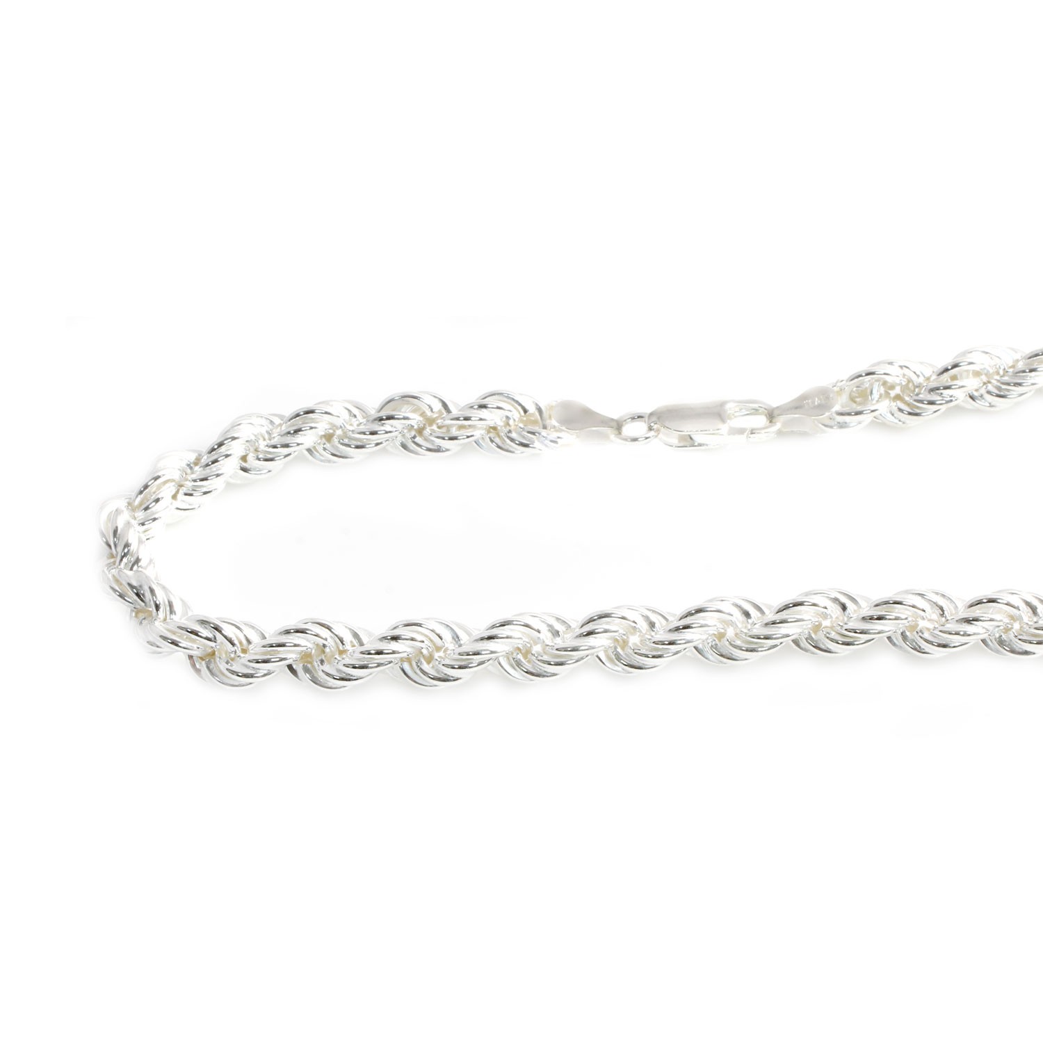 Cordón salomónico hueco de Plata de ley 60 cm. 6 Mm.