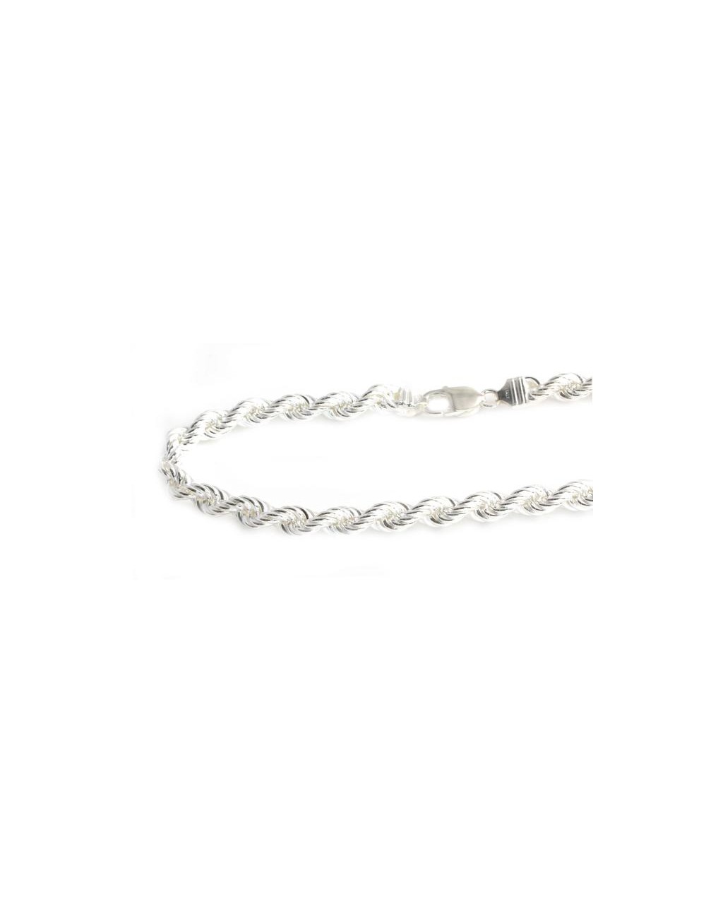 Cordón macizo salomónico de Plata de ley 8 Mm. y 60 Cm.