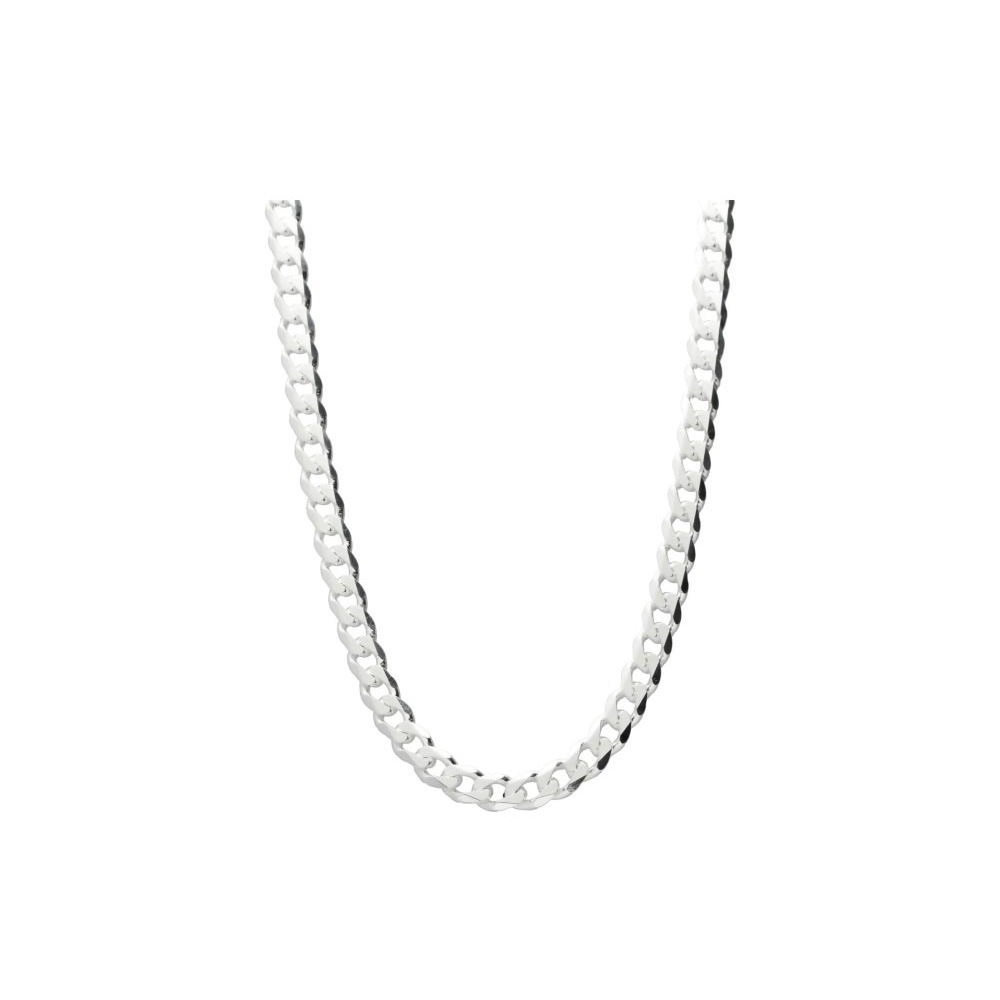 Cadena unisex modelo barbada de Plata de ley 50Cm y 5Mm