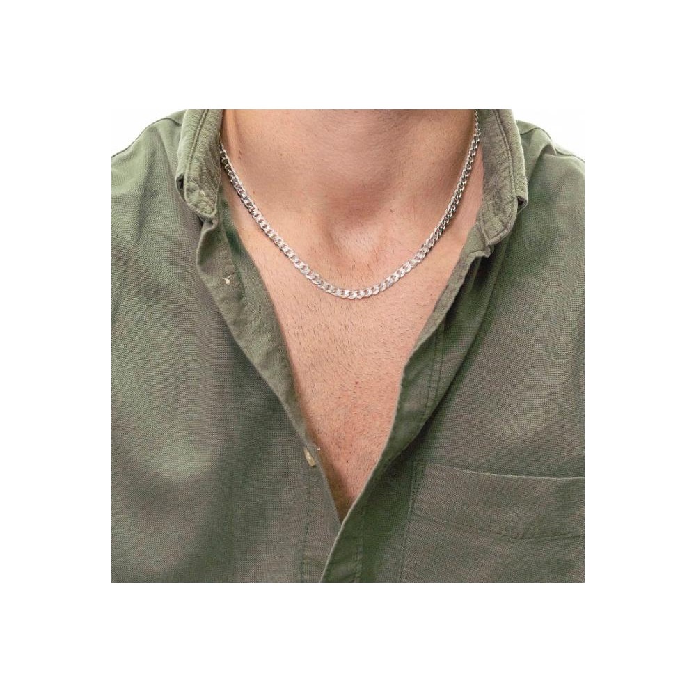 Cadena unisex modelo barbada de Plata de ley 50Cm y 5Mm 3