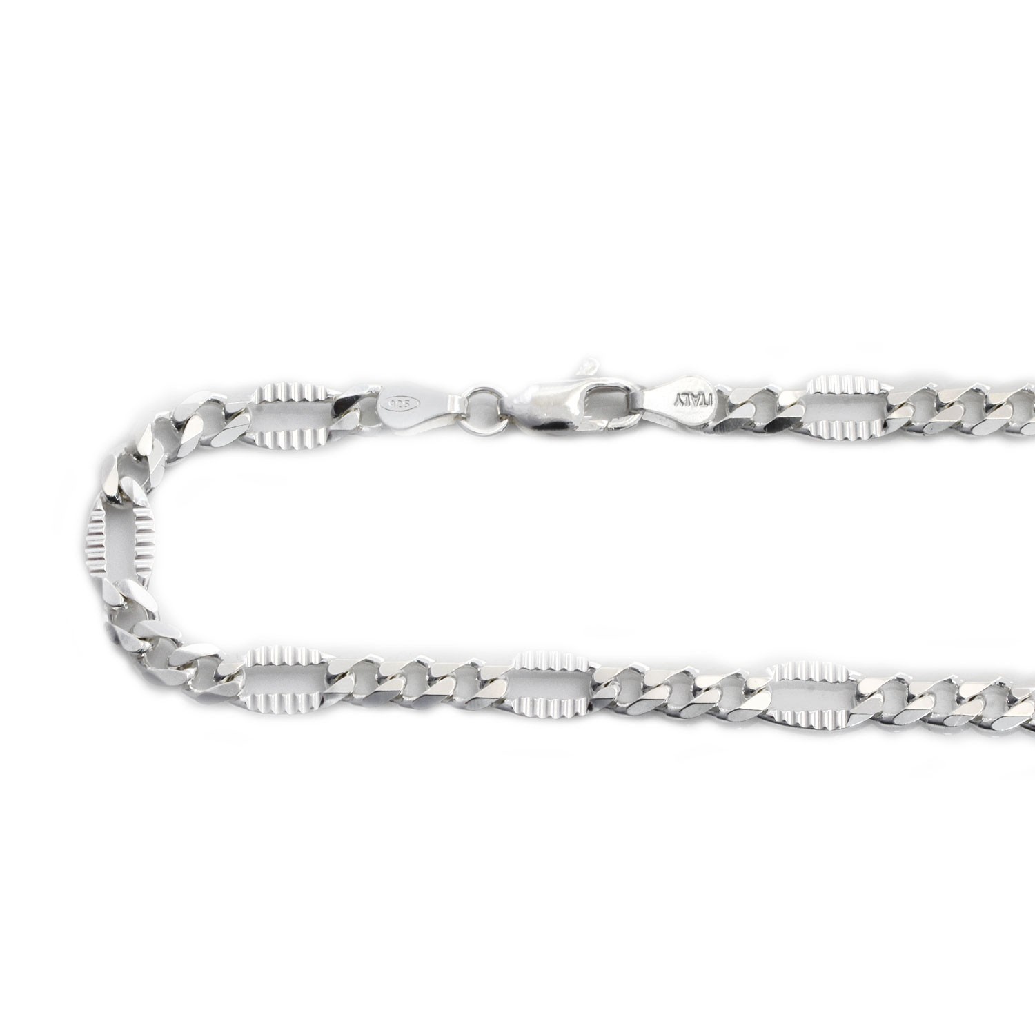 Cadena de Plata de ley 3 + 1 lapidada 60 Cm.