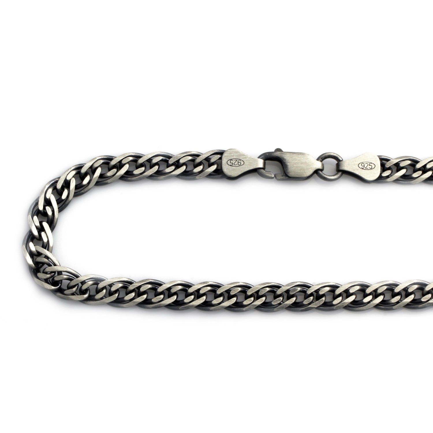 Cadena de Plata de ley baño rutenio para hombre 50 Cm.