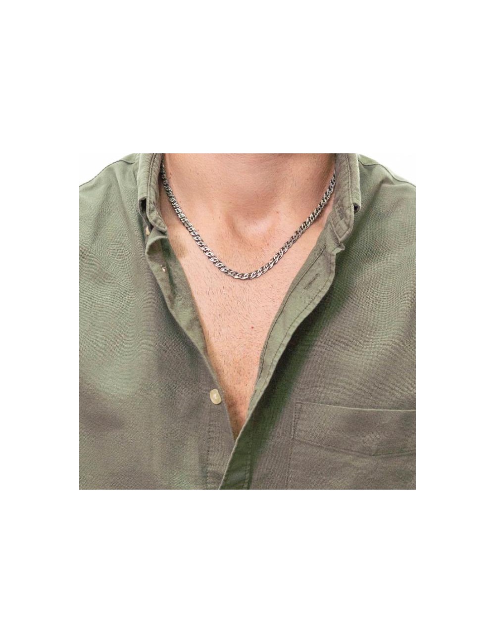 Cadena de Plata de ley baño rutenio para hombre 50 Cm. 3