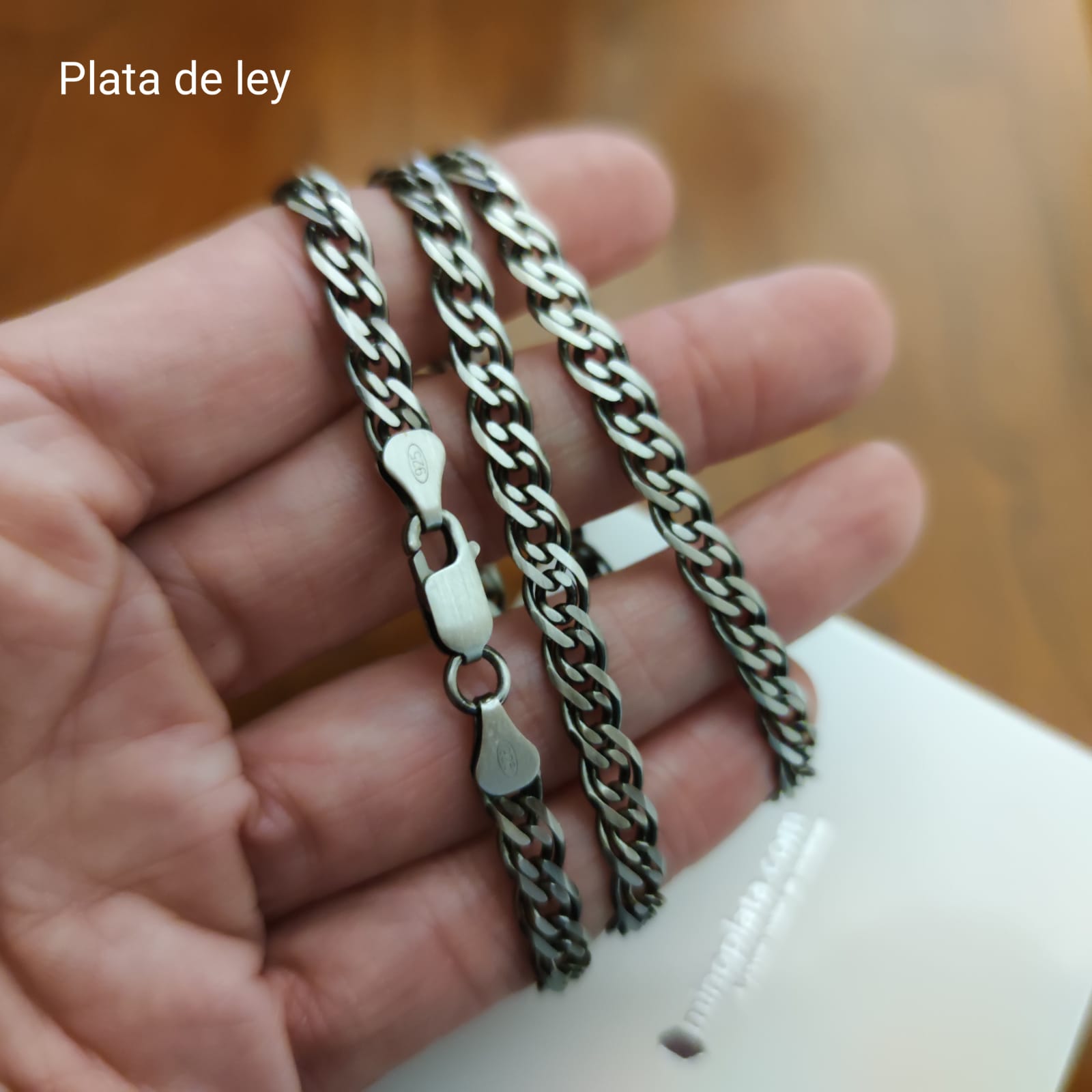 Cadena de Plata de ley baño rutenio para hombre 50 Cm. 4