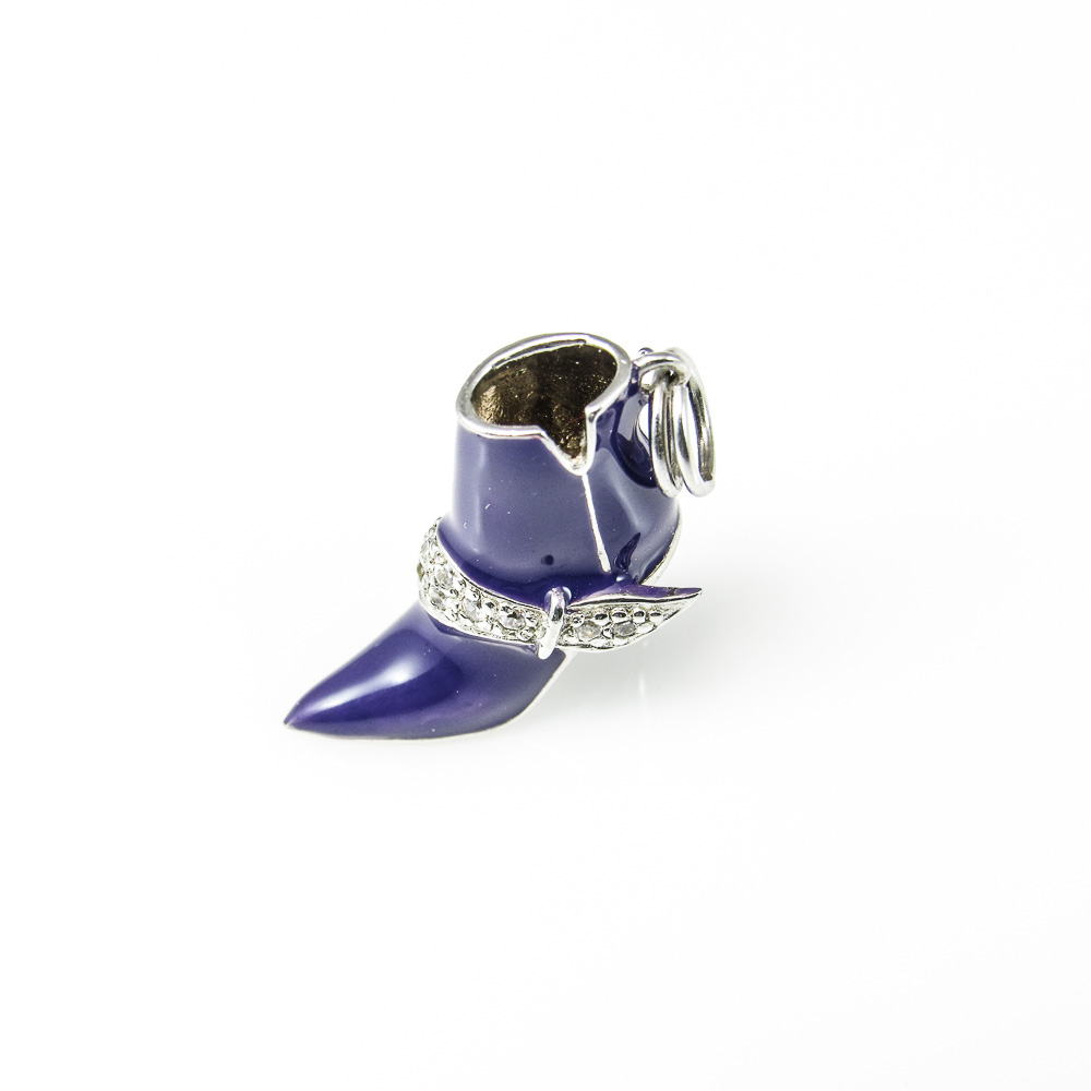 Colgante de Plata estilo Charms Bota esmalte y Circonitas