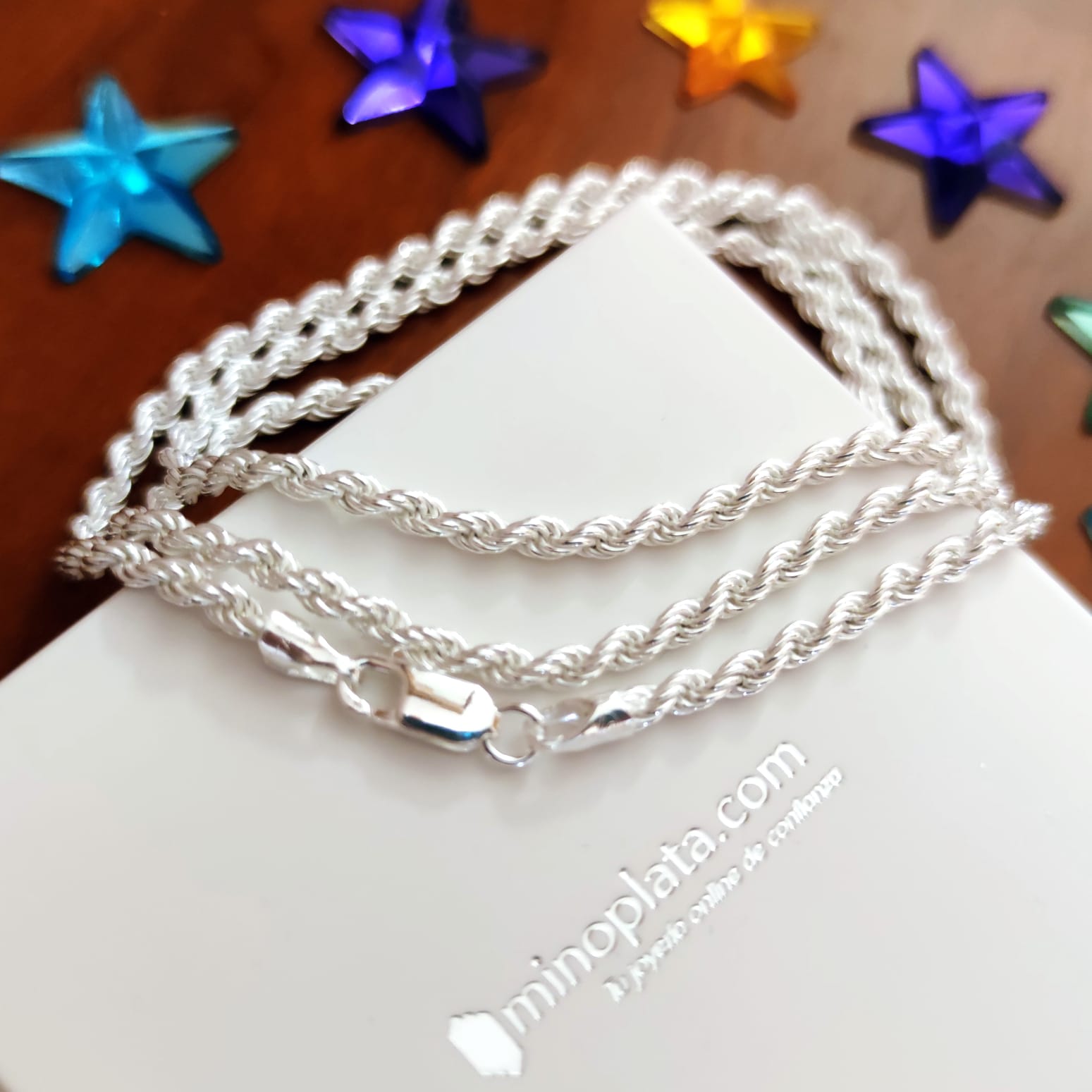 Cordón de Plata de ley maciza hombre y mujer 60 cm. 3 mm. 2
