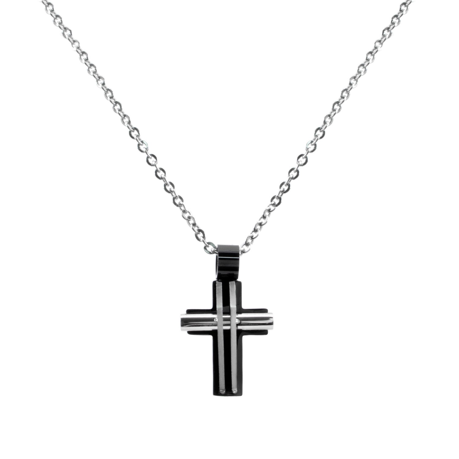 Collar con crucifijo moderno de Acero