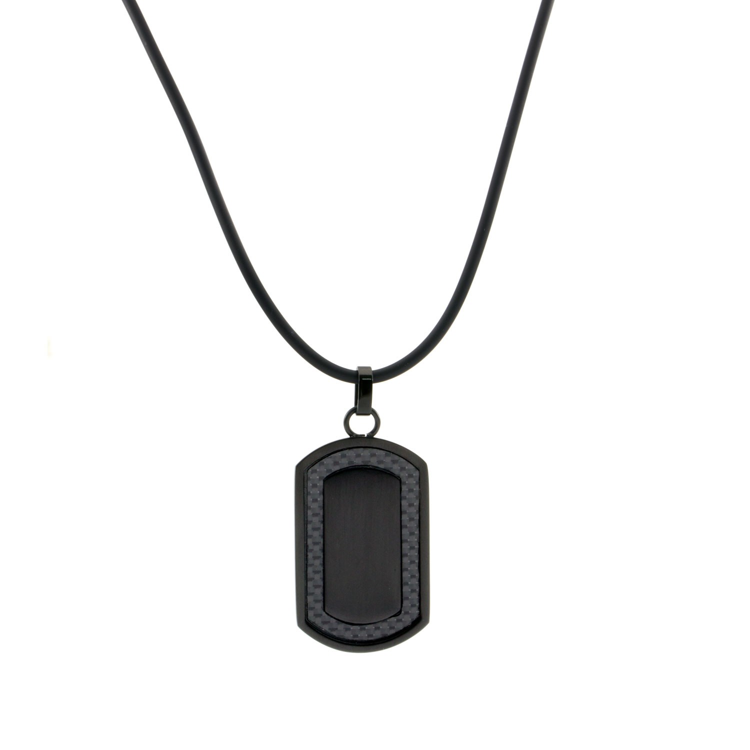 Collar negro de Acero con fibra de Carbono y Caucho para chico