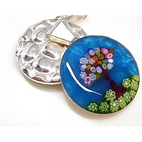 Colgante del Árbol de la Vida en Cristal de Murano y Plata 1