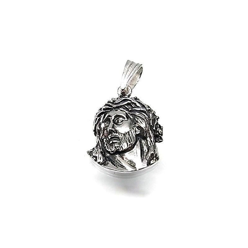 Colgante cabeza de Cristo en relieve de Plata de ley