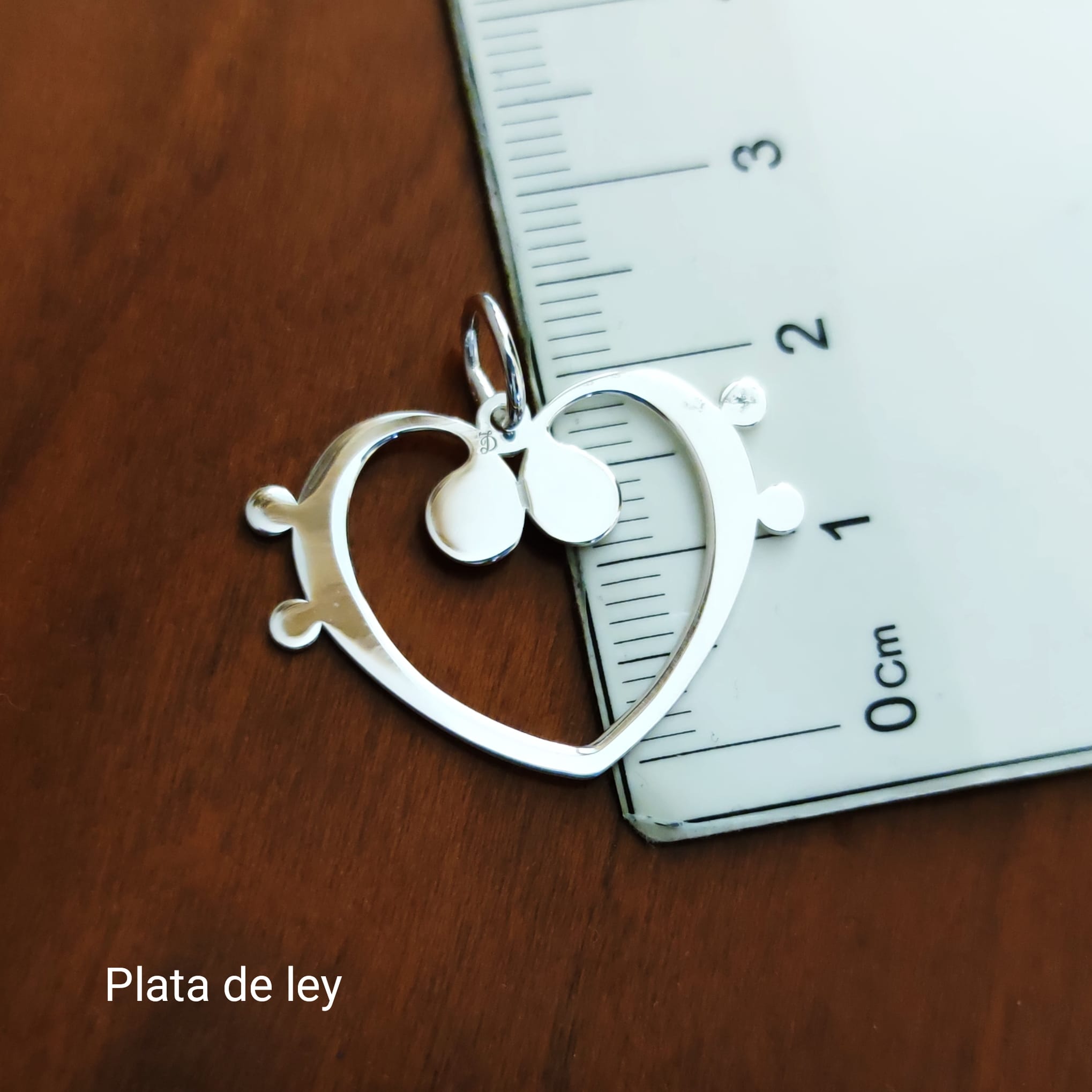 Colgante Claves de Fa corazón de Plata de ley 1