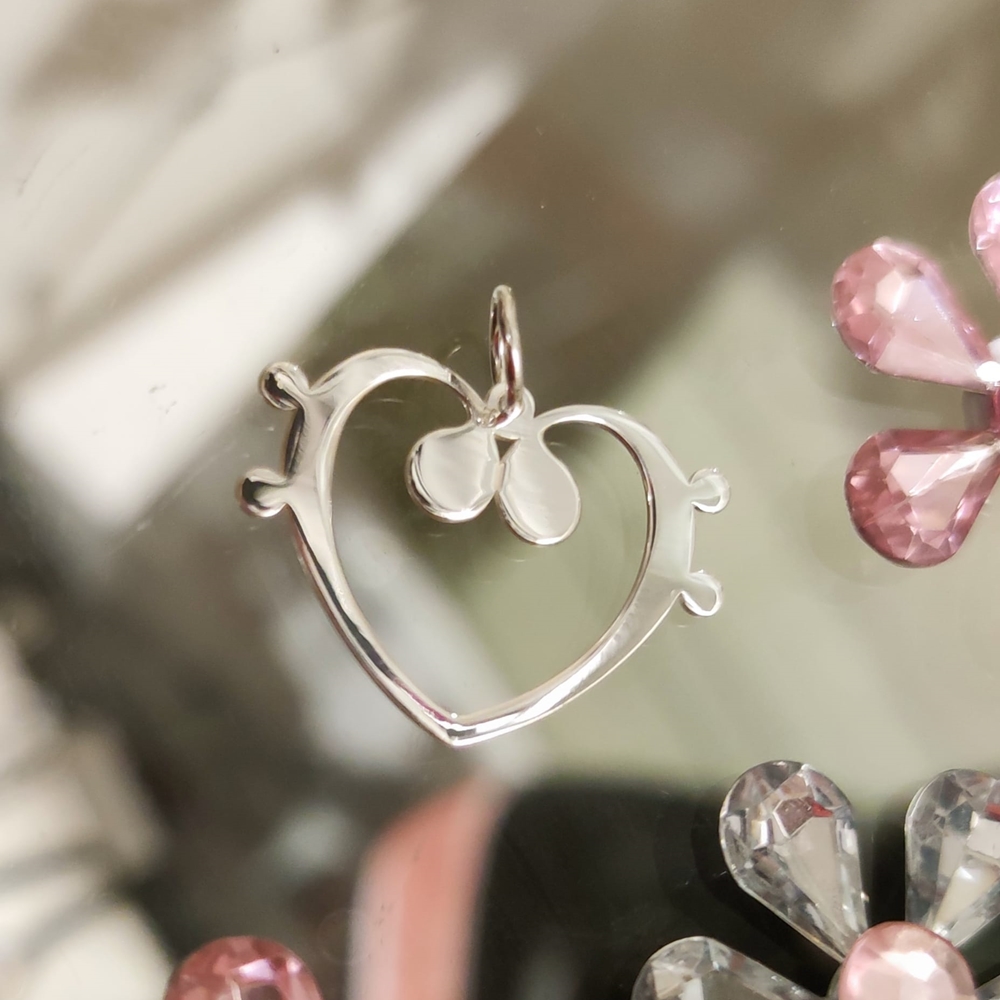 Colgante Claves de Fa corazón de Plata de ley 2