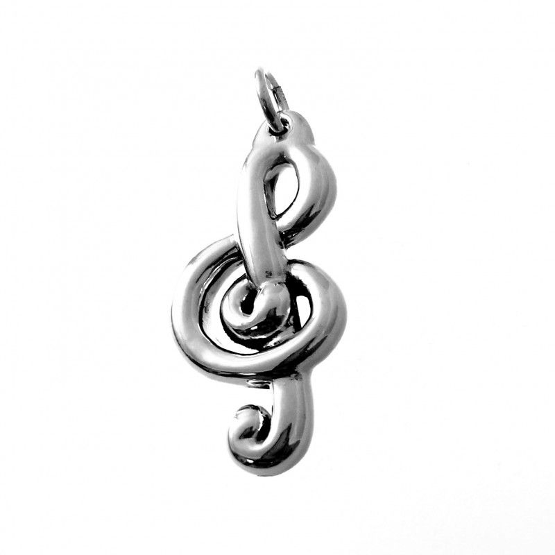 Colgante Clave de Sol grande de Plata de ley