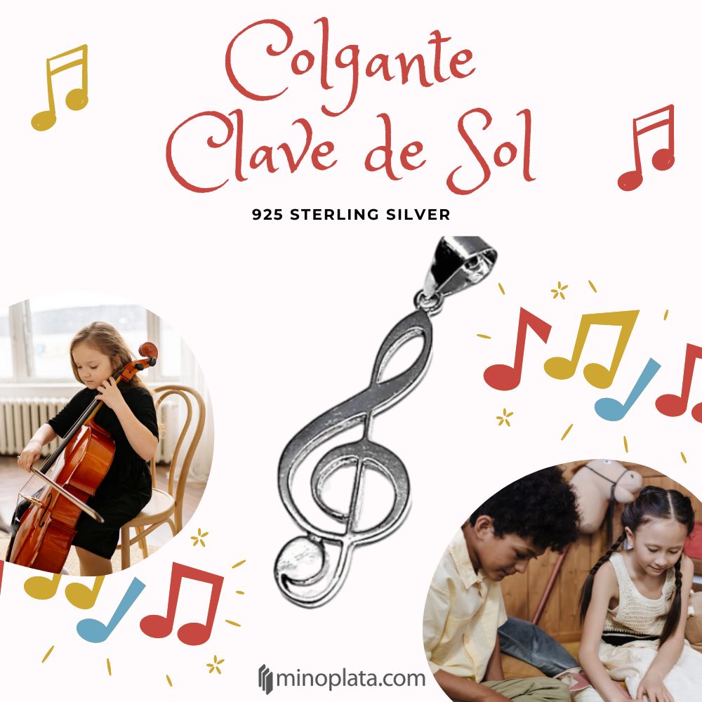 Colgante clave de sol de Plata de ley 1