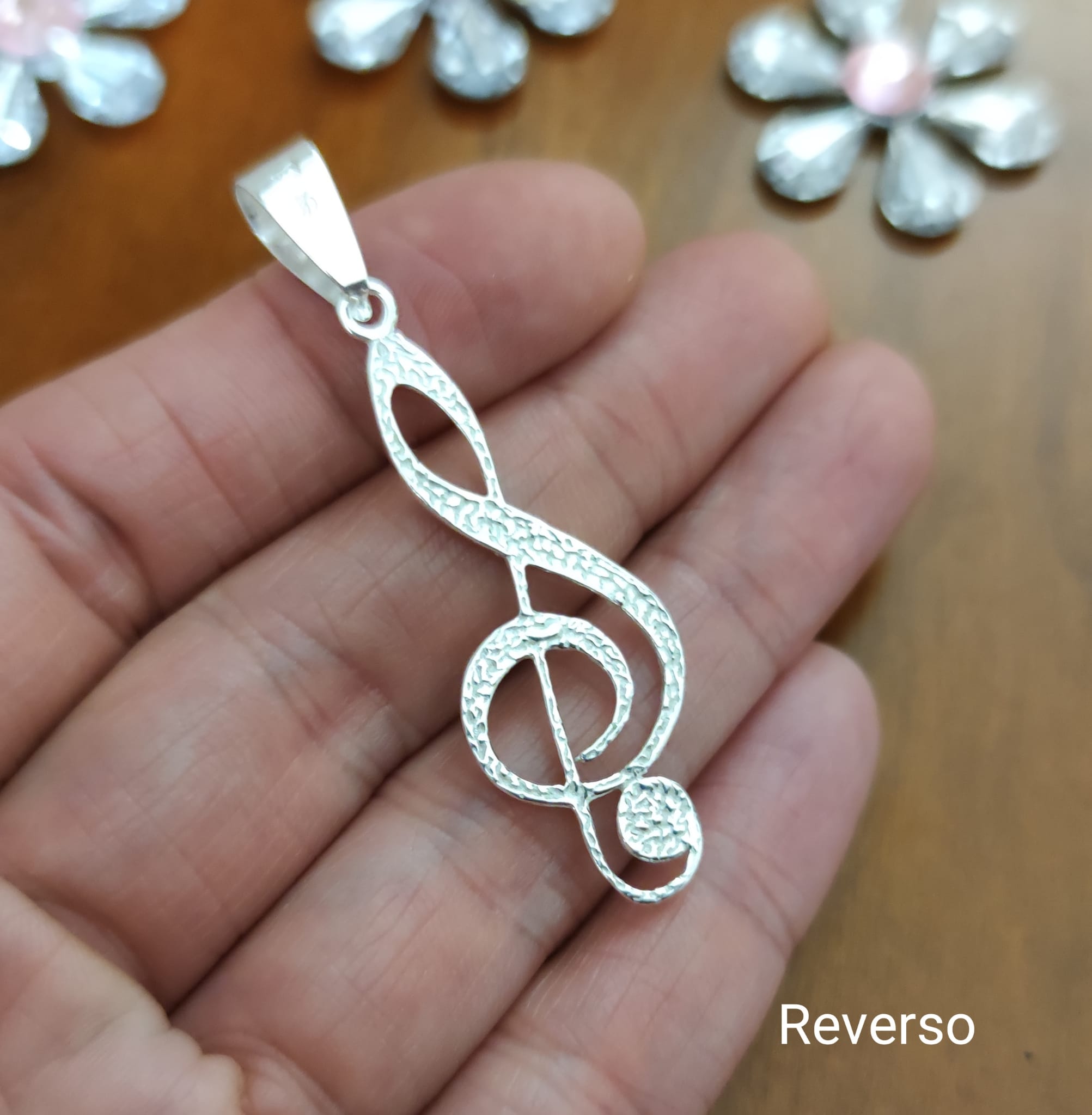 Colgante clave de sol de Plata de ley 2